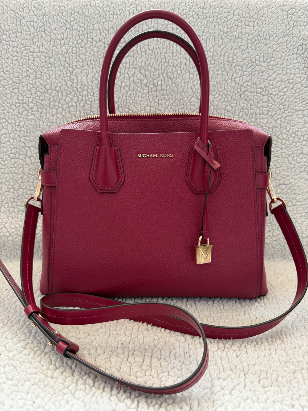 Michael Kors Mercer Medium Belted Satchel Barolo Pebbled Leather